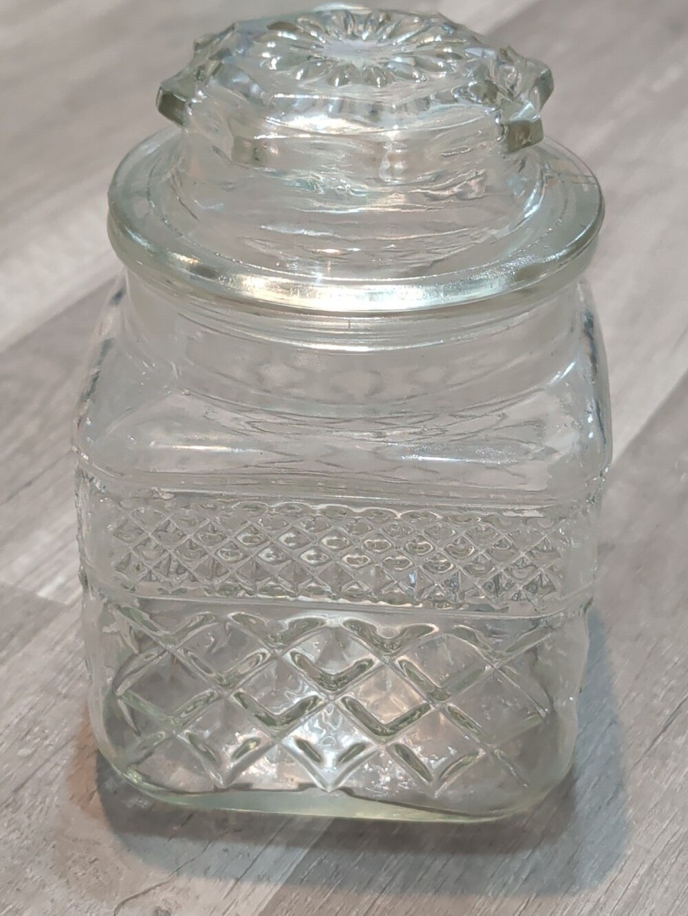 Anchor Hocking Wexford Pattern Small Jar Without Seal. About 6.5 In With Lid